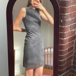 NWOT Ann Taylor faux suede gray laser cut sheath dress